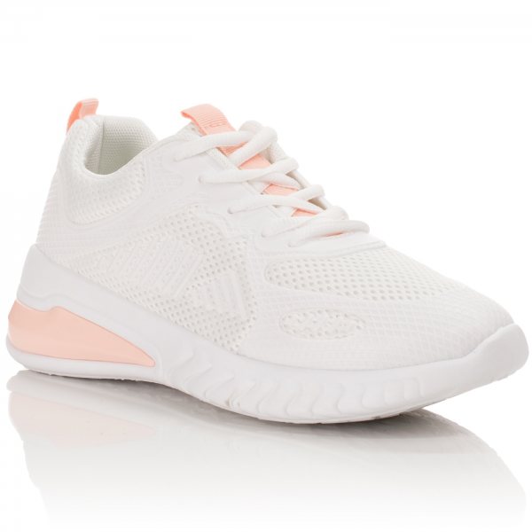 Λευκά Sneakers Με Ροζ Απόχρωση στην Φτέρνα