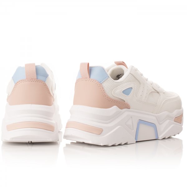 Sneakers Άσπρα Με Ροζ Λεπτομέριες