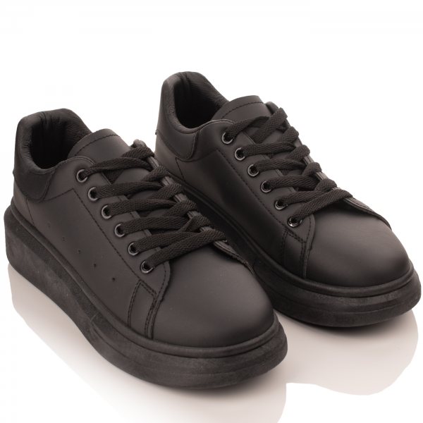 Sneakers Μαύρα Δίσολα Δερματίνη