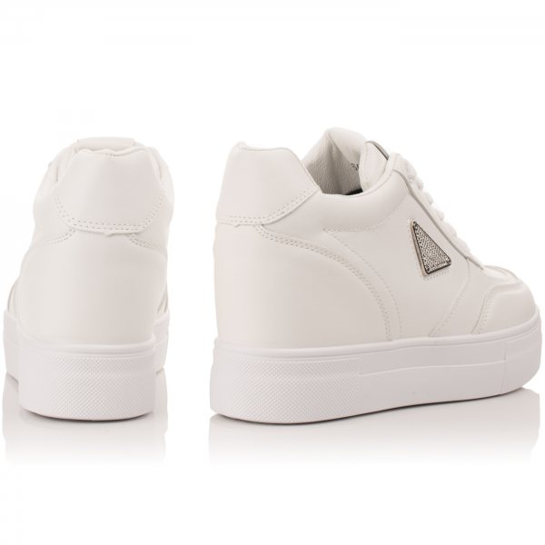 Άσπρα Sneakers Με Κρυφό Εσωτερικό Τακούνι